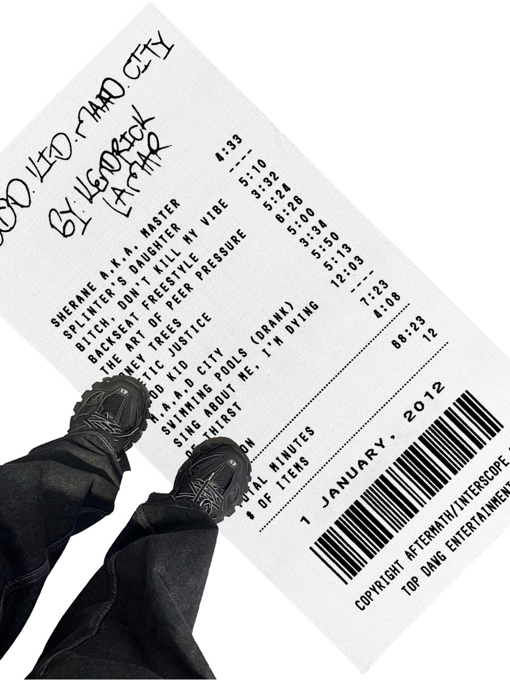 Kendrick Lamar-GKMC good kid m.A.A.d city Receipt Rug 29" x 54"